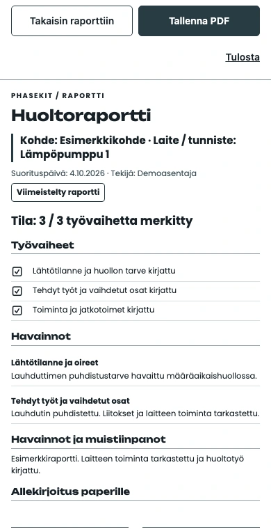 Example report in print preview